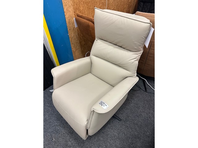 Fauteuil harry elektrisch, micro leer crème - afbeelding 3 van  4