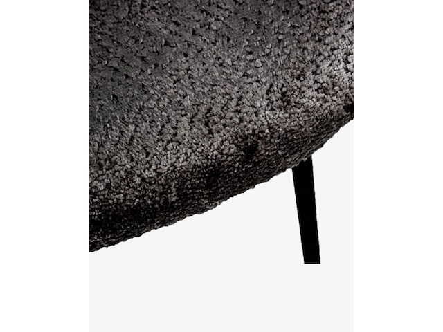 Fauteuil + hocker, zwart stof, zwarte poten - afbeelding 2 van  2