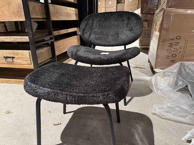 Fauteuil + hocker, zwart stof - afbeelding 3 van  5