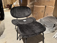 Fauteuil + hocker, zwart stof - afbeelding 5 van  5