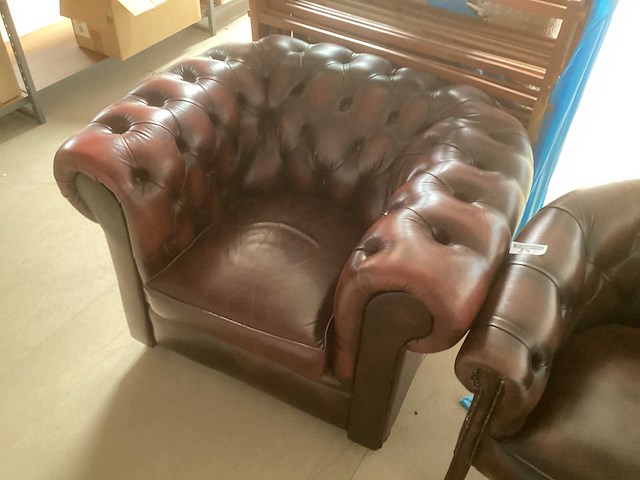 Fauteuil leren bruine stoelen - afbeelding 2 van  4