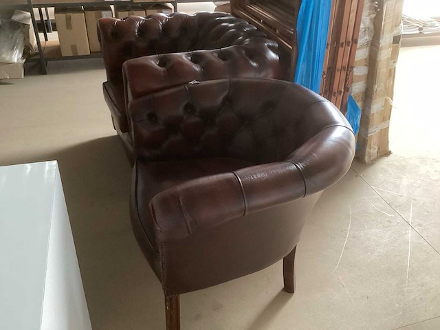 Fauteuil leren bruine stoelen - afbeelding 4 van  4