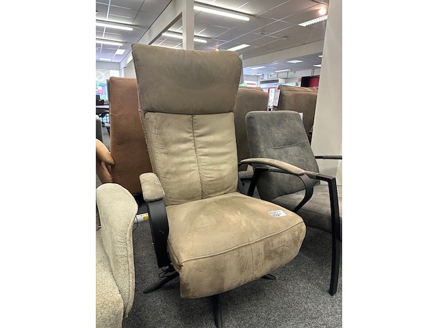 Fauteuil mees elektrisch, microvezel taupe - afbeelding 1 van  7