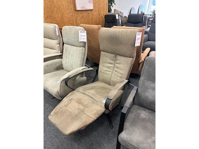 Fauteuil mees elektrisch, microvezel taupe - afbeelding 3 van  7
