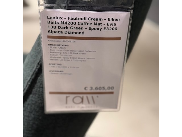 Fauteuil met footstool leolux, cream, dark green, draaibaar en verstelbaar - afbeelding 2 van  9