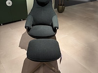 Fauteuil met footstool leolux, cream, dark green, draaibaar en verstelbaar - afbeelding 8 van  9
