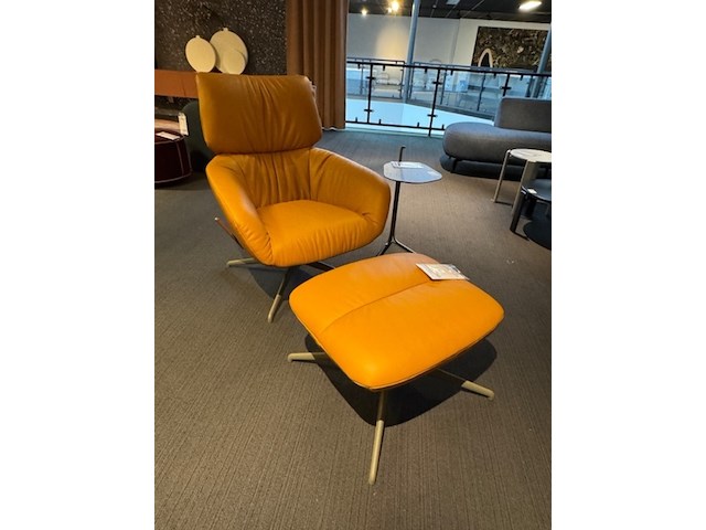 Fauteuil met footstool leolux, lodey, brandy, draaibaar en verstelbaar - afbeelding 4 van  7