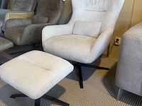 Fauteuil met voetenbank, relaxfauteuil aj living, beige