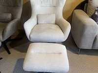 Fauteuil met voetenbank, relaxfauteuil aj living, beige - afbeelding 2 van  6