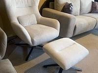 Fauteuil met voetenbank, relaxfauteuil aj living, beige - afbeelding 3 van  6