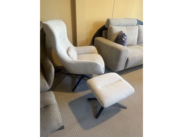 Fauteuil met voetenbank, relaxfauteuil aj living, beige - afbeelding 4 van  6