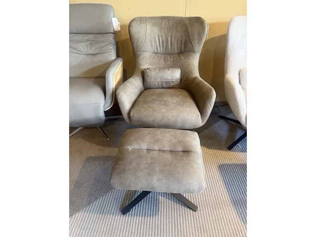 Fauteuil met voetenbank, relaxfauteuil aj living, stone - afbeelding 2 van  5