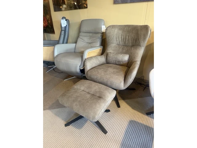 Fauteuil met voetenbank, relaxfauteuil aj living, stone - afbeelding 1 van  5