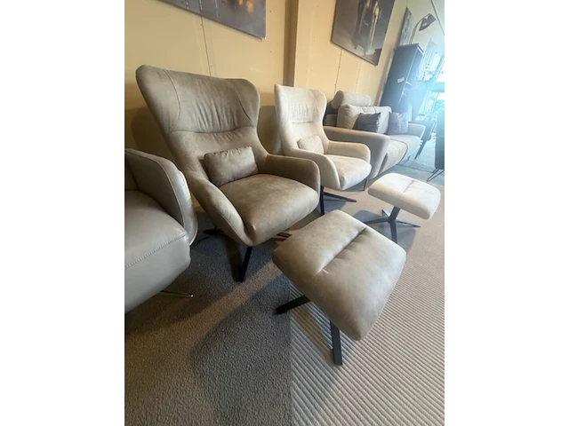 Fauteuil met voetenbank, relaxfauteuil aj living, stone - afbeelding 3 van  5