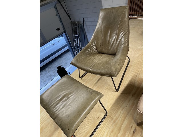 Fauteuil met voetenbankje, jess, bruin - afbeelding 1 van  2