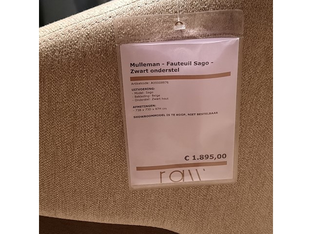 Fauteuil mulleman, sago, beige - afbeelding 2 van  8