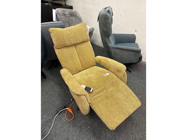 Fauteuil petra 3 motorig, okergeel geweven - afbeelding 4 van  5