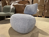 Fauteuil, plush blauw stof, design - afbeelding 1 van  5