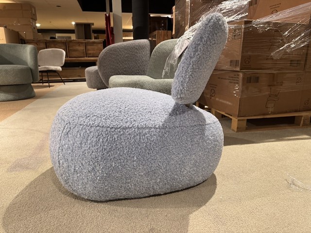 Fauteuil, plush blauw stof, design - afbeelding 4 van  5