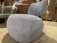 Fauteuil, plush blauw stof, design - afbeelding 2 van  5