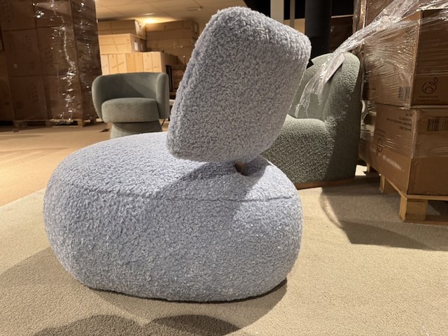 Fauteuil, plush blauw stof, design - afbeelding 5 van  5