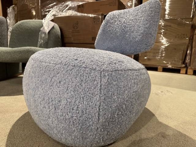 Fauteuil, plush blauw stof, design - afbeelding 2 van  5