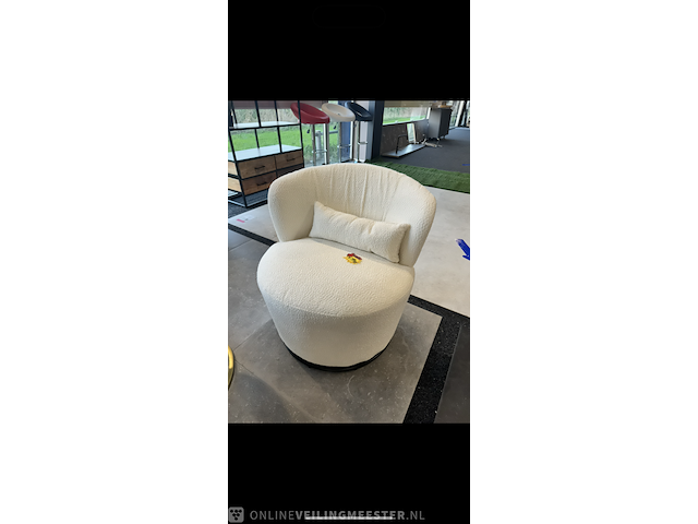 Fauteuil rond wit teddy incl. kussen, 2024 - afbeelding 1 van  2