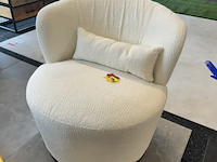 Fauteuil rond wit teddy incl. kussen, 2024 - afbeelding 1 van  2