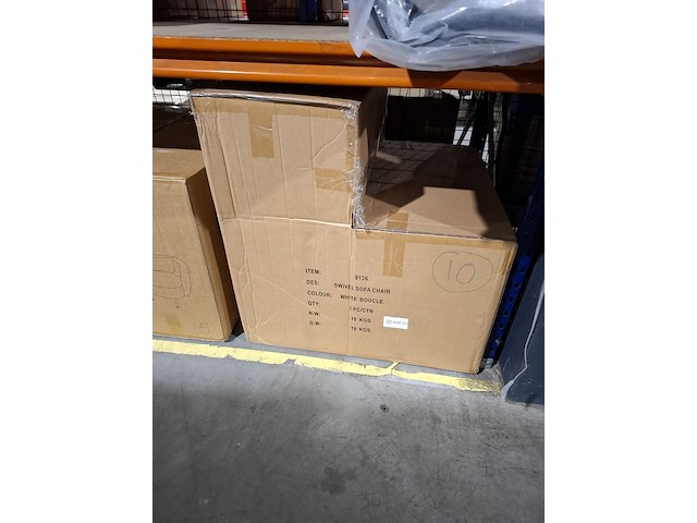 Fauteuil rond wit teddy incl. kussen, 2024 - afbeelding 2 van  2