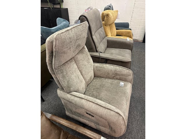 Fauteuil siem elektrisch, geweven taupe - afbeelding 1 van  7