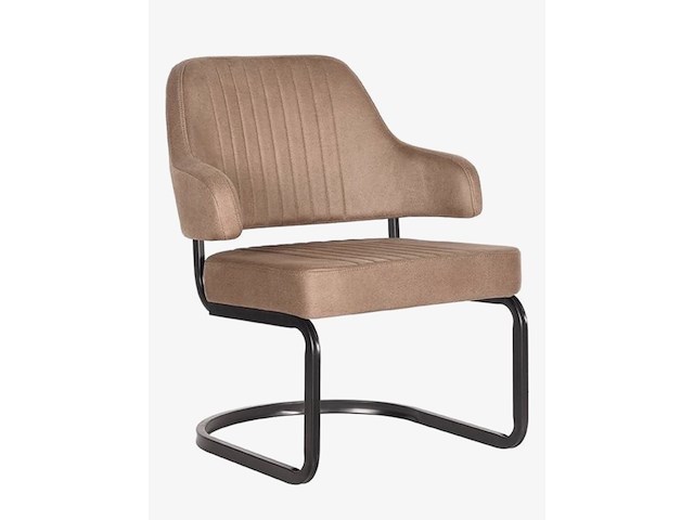 Fauteuil, stone microvezelstof, zwart metalen onderstel - afbeelding 1 van  1