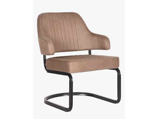 Fauteuil, stone microvezelstof, zwart metalen onderstel - afbeelding 1 van  1