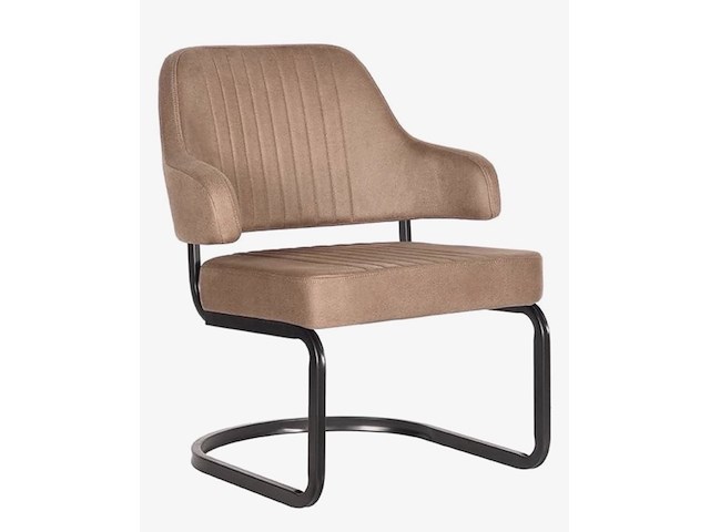 Fauteuil, stone microvezelstof, zwart metalen onderstel - afbeelding 1 van  1