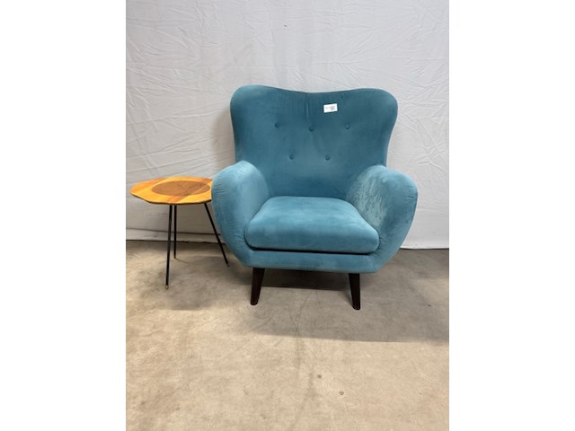 Fauteuil, turquoise, met bijzettafel - afbeelding 1 van  8