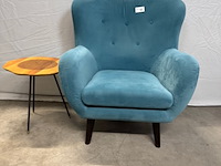 Fauteuil, turquoise, met bijzettafel - afbeelding 1 van  8
