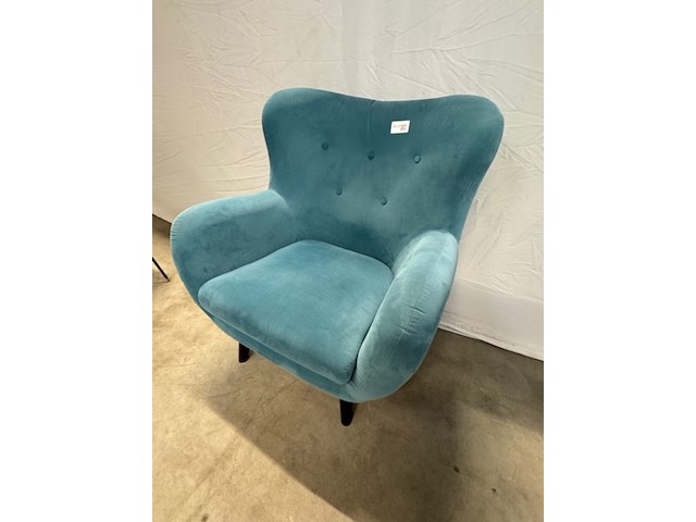 Fauteuil, turquoise, met bijzettafel - afbeelding 5 van  8