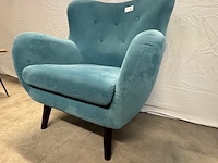 Fauteuil, turquoise, met bijzettafel - afbeelding 6 van  8
