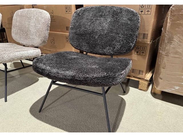 Fauteuil, zwart stof, zwart metalen onderstel - afbeelding 1 van  2