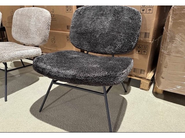 Fauteuil, zwart stof, zwart metalen onderstel - afbeelding 1 van  2