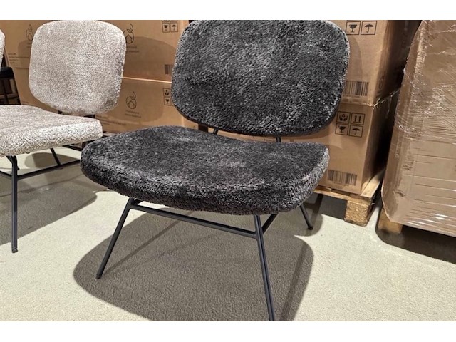 Fauteuil, zwart stof, zwart metalen onderstel - afbeelding 1 van  2