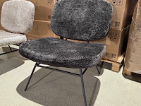Fauteuil, zwart stof, zwart metalen onderstel - afbeelding 1 van  2