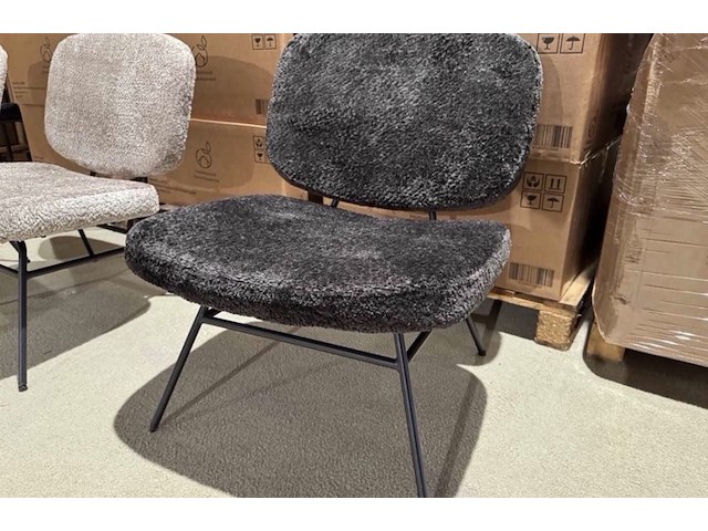 Fauteuil, zwart stof, zwart metalen onderstel - afbeelding 1 van  2