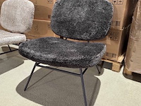 Fauteuil, zwart stof, zwart metalen onderstel - afbeelding 1 van  2