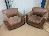 Fauteuils 2 st cognac kleur leer - afbeelding 1 van  1