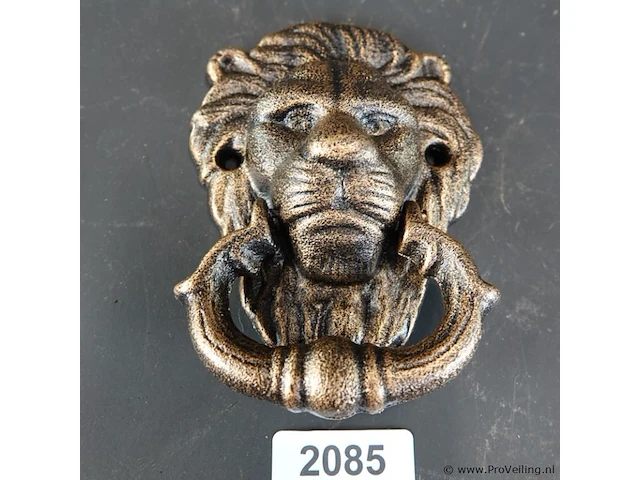 Faux bronzen leeuwenkop als deurklopper - afbeelding 1 van  5