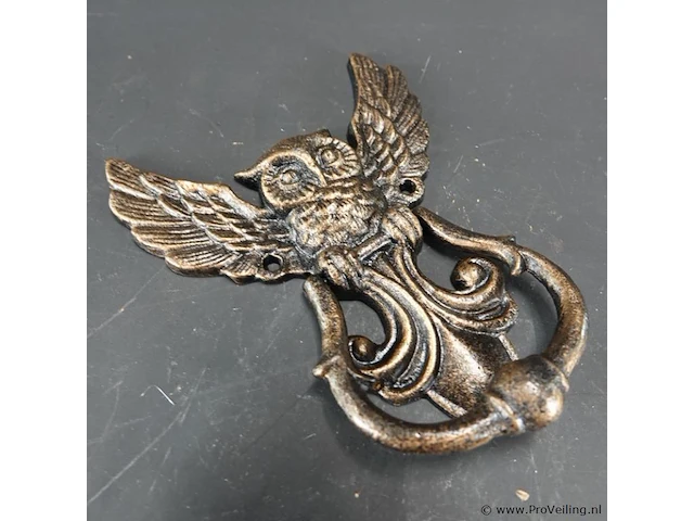 Faux bronzen uil als deurklopper - afbeelding 2 van  5