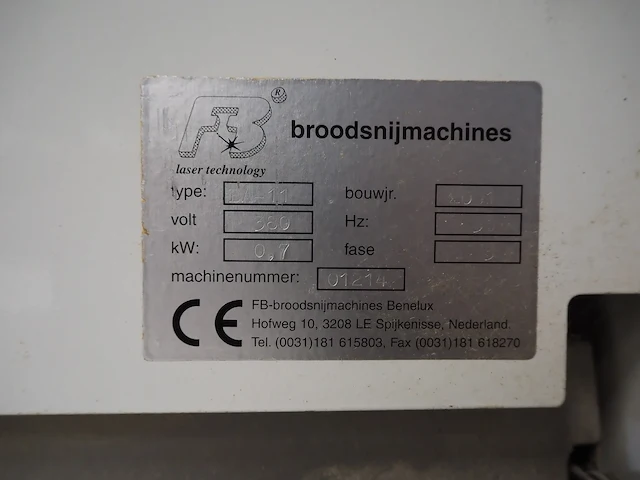 Fb-broodsnijmachines benelux - afbeelding 2 van  10