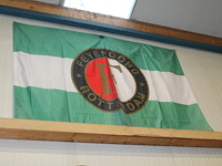 Feijenoordvlag circa 150 x 220 cm. let op! hangt hoog. - afbeelding 1 van  1