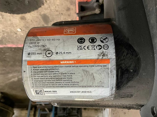 Fein mkas355 afkortzaagmachine - afbeelding 7 van  7