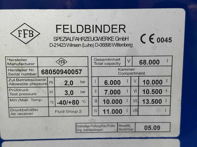 Feldbinder - bulktrailer - 2009 - 68 kuub - ffb - 7 vakken - oplegger - ok-79-xd - afbeelding 6 van  24